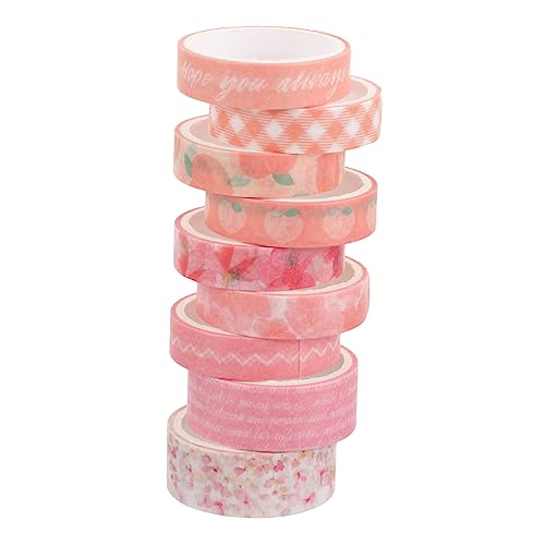 DIYEAH 1 Satz Peach Sticker Tape Ästhetisch Handwerk Junk-journal-zubehör Dekoration Farbig Farben Süßes Band Zeitschriftenband- Lieferungen Journaling Papier 9rollen von DIYEAH