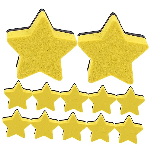 DIYEAH 1 Satz Pentagramm-radiergummi Trockener Radiergummi Für Mini-radierer Wischen Planke Würfelunterlage Einhelll Whiteboard-zubehör Trockene Radiergummis Filzstoff Yellow 12 Stück von DIYEAH