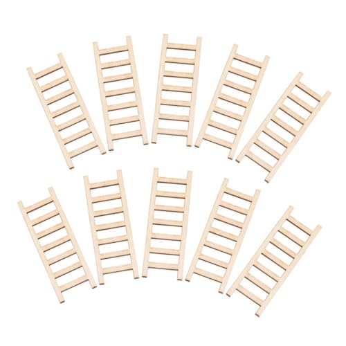 DIYEAH Realistischer Gestaltete Mini-holzleiter Ideal Für Miniatur-puppenhäuser 10-teilige Trittleitern Für Dekorative Möbel von DIYEAH