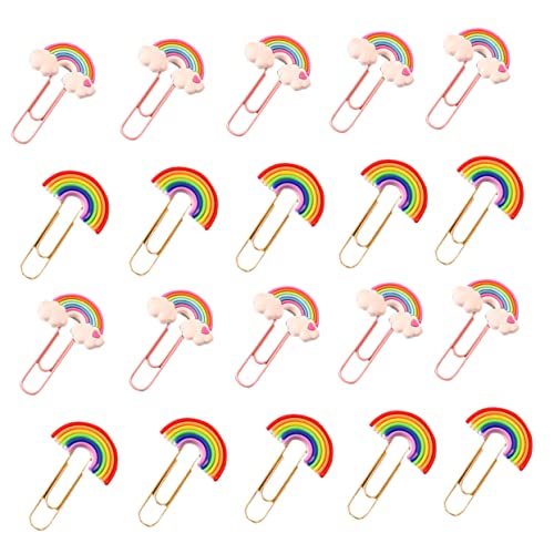 DIYEAH 1 Satz Regenbogen-büroklammer Klein Bunt Größe Pastell Büroklammern Papier Büroklammern Gefärbt Dekorativ Kreativ Geformte Büroklammern Neuartige Büroklammern Pvc 20 Stück von DIYEAH