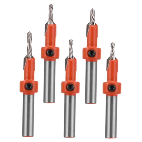 DIYEAH 1 Satz Senkbohrer Senkerbohrer Schlüssel Versenken Schalter Fase Bohrer Für Die Holzbearbeitung Countersink Kammernbohrer Hochgeschwindigkeitsstahl Orange 5 Stück von DIYEAH