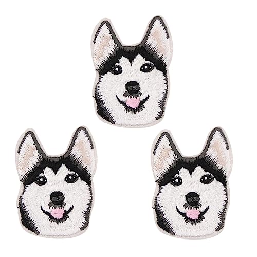 DIYEAH 1 Satz Stickaufkleber Bügel Husky-design Jeans-dekoration Bulldogge-patch Diensthundepatch Diensthundehalsband Jeans-patch Applikation Zum Nähen Selber Machen Stickgarn 3 Stück von DIYEAH
