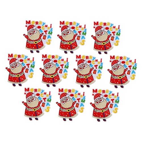 DIYEAH 1 Satz Stickaufnäher Weihnachtsanhänger Weihnachten Fensterdekoration Ornamente Weihnachtsaufkleber Weihnachtsetiketten Weihnachtsreparaturflicken Weihnachtsdeko 10 Stück von DIYEAH