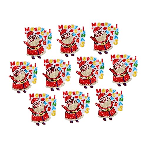 DIYEAH 1 Satz Stickereiflecken Weihnachts-tags Weihnachtsmann-aufkleber Weihnachten Weihnachtsmotiv Weihnachtsbasteln Stickerei-diy-patch Weihnachtsmann-förmiger Aufkleber Stoff 10 Stück von DIYEAH