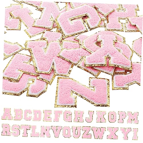 DIYEAH 1 Satz Stoffaufnäher Mit Buchstabenstickerei Chenille-buchstaben-patches Kleidung Nähen Bunt Stickrahmen The Hatin Flecken Taschenbuchstaben Patches Dekore Aufkleber Rosa 26 Stück von DIYEAH