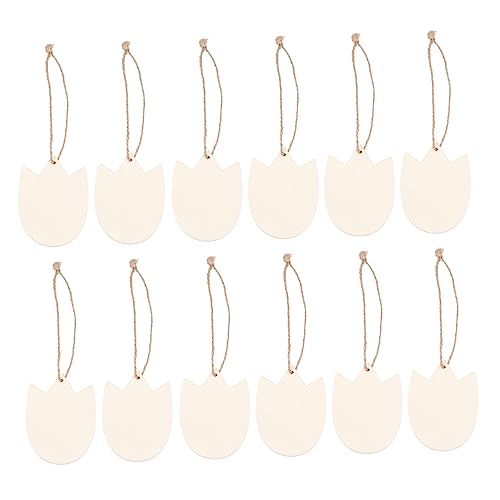 DIYEAH 1 Satz Tulpenholzspäne Mini Handwerk Für Blumendekor Diy Holzdekoration Unvollendete Holzstücke Hängende Tulpenscheiben Tulpenanhänger Aus Holz Khaki 20 Stück von DIYEAH