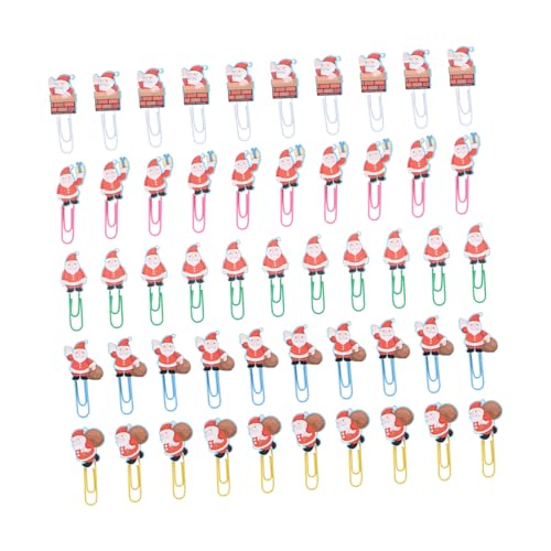 DIYEAH 1 Satz Weihnachts-büroklammer Bookmark Buch Marker Büromappe Lesezeichen Weihnachtsmann Weihnachts-lesezeichen-clip Büroklammern Papierclips Nickel Colorful 50 Stück von DIYEAH