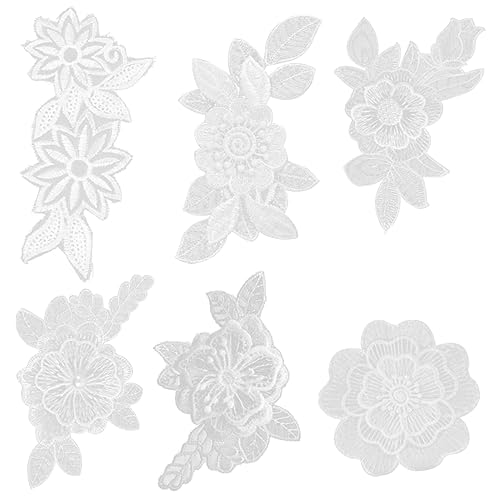 DIYEAH 1 Satz Weiße Spitzenblumen Patches Applikationen Für Diy Nähprojekte Dekorative Stickerei Für Kleidung Langlebig Und Vielseitig Zum Aufbügeln Und Verschönern 6 Stück von DIYEAH