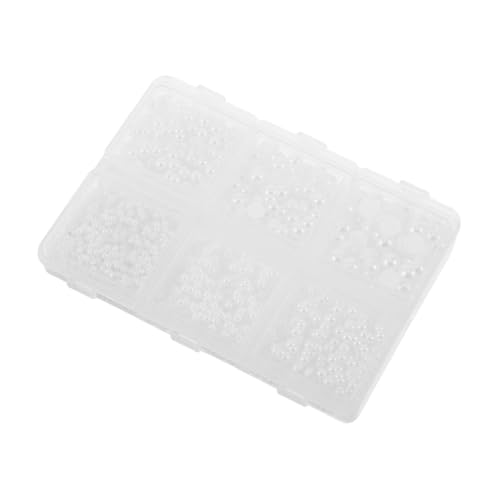 DIYEAH 1 Schachtel Flatback Halbperlen Abs Imitation Perlen für Nail Art Schmuck Diy Bastelprojekte Aufkleber für Kleidung und Kreative Dekoration Weiß Praktischer Aufbewahrungsbox von DIYEAH