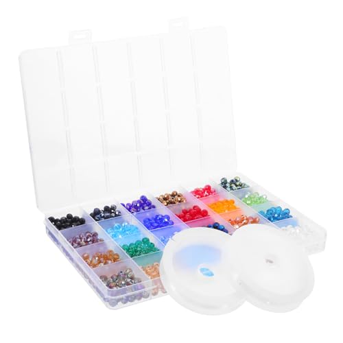 DIYEAH 1 Schachtel Glasperlen Basteln Sie lose Perlen Schmuckperlen Perlen zur Herstellung von Armbändern Runde Perlen Kit zur Herstellung von Kristallarmbändern lose Perlen von DIYEAH