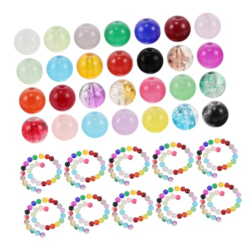 DIYEAH 1 Schachtel Glasperlen Glas Schmuckperlen Rund für DIY Armband Halskette Bastelmaterial Handgemachte Schmuckherstellung von DIYEAH