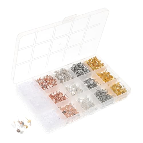 DIYEAH 1 Schachtel Schmuckzubehör-Set Bausätze Ohrring Bausatz Herstellung Rücken earingset ohring set Flacher Ohrstecker runde Ohrstecker DIY Schmuckzubehör runder Ohrstecker Kieselgel von DIYEAH