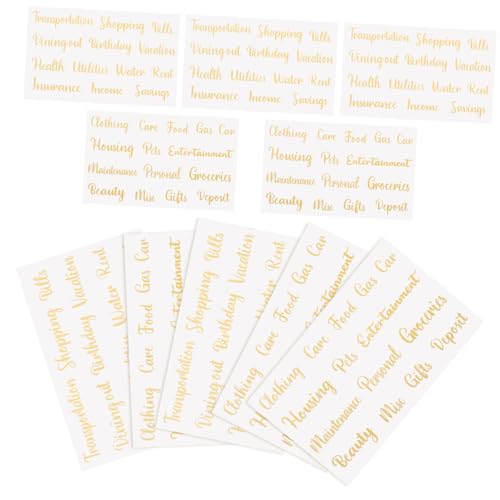 DIYEAH 10 Blatt Aufkleber Für Briefetiketten Kasse Rechnung Täglich Selbstklebender Etikettenaufkleber Etiketten Für Geldumschläge Klassifizieren Bargeldumschlagaufkleber Golden Pvc von DIYEAH