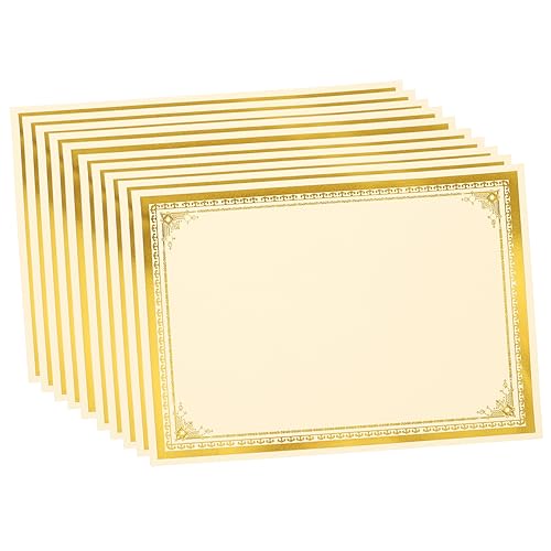 DIYEAH 10 Blatt Urkundenpapier Bedruckbar Leeres Pergamentpapier für Zertifikate Hochwertige Urkundeninnenseiten mit Goldprägung Geeignet für Schulpreise und Ehrungsurkunden von DIYEAH
