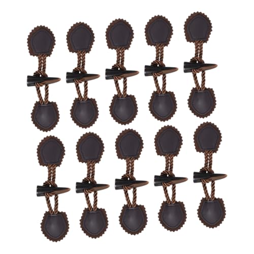 DIYEAH 10 Paare Horn Knebelknöpfe aus Resin Vintage Toggle Knöpfe für Wintermäntel Sichere Mantelverschluss Knöpfe zum Annähen an Strickjacken und Overcoats Dunkelbraun von DIYEAH