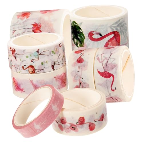 DIYEAH 10 Rollen Flamingo Washi Tape Set Ästhetisches Dekoratives Klebeband für Scrapbooking DIY Kunsthandwerk Vielseitig Einsetzbar für Kreative Projekte und Dekorationen von DIYEAH