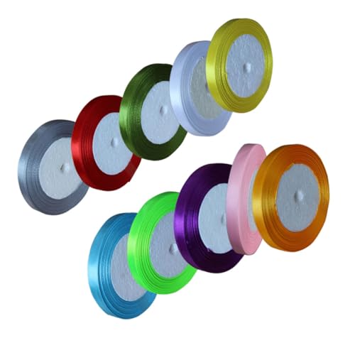 DIYEAH 10 Rollen Polyester Geschenkband Breit Glatte Satinoberfläche Vielseitig für Geschenkverpackung Hochzeitsdeko Bastelarbeiten in Farben Rot Orange Himmelblau Lila Weiß Neon grün DIYEAH 10 Rollen Polyester Geschenkband Breit Glatte Satinoberfläche Vielseitig für Geschenkverpackung Hochzeitsdeko Bastelarbeiten in Farben Rot Orange Himmelblau Lila Weiß Neon grün von DIYEAH