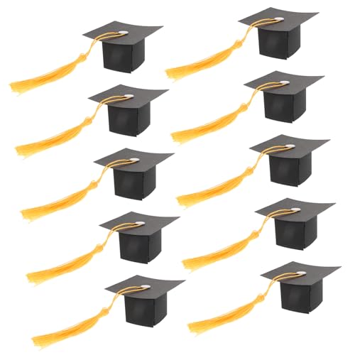 DIYEAH 10 Stück Abschlussmützen Kleine Abschlusshüte Abschlussmützen Abschlussmützen Zubehör Für Abschlusskuchendekorationen Mini Flaschen Dekoration Schwarzes Garn von DIYEAH