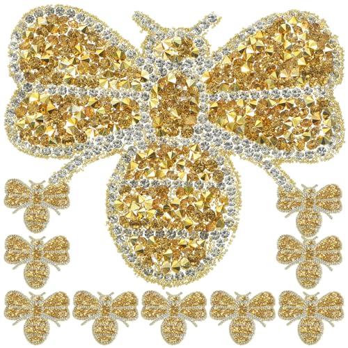 DIYEAH 10 Stück Bienen Strass Aufnäher Dekorative Bügelflicken für Kleidung Taschen und Hüte Diy Patches Hautfreundlichem Material Gold von DIYEAH