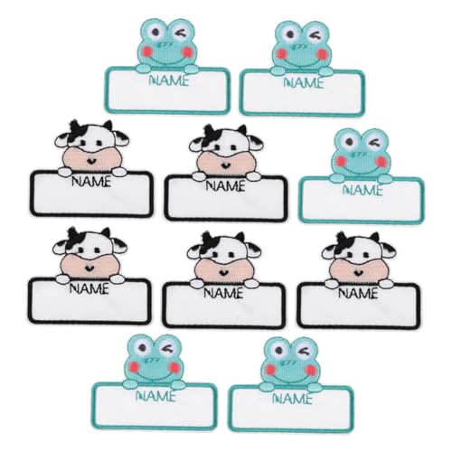 DIYEAH 10 Stück Cartoon Namensetiketten für Kleidung Diy Selbstklebende Tiermotiv Aufkleber Leere Etiketten für und Veranstaltungen Stift Langlebig und Waschbar von DIYEAH