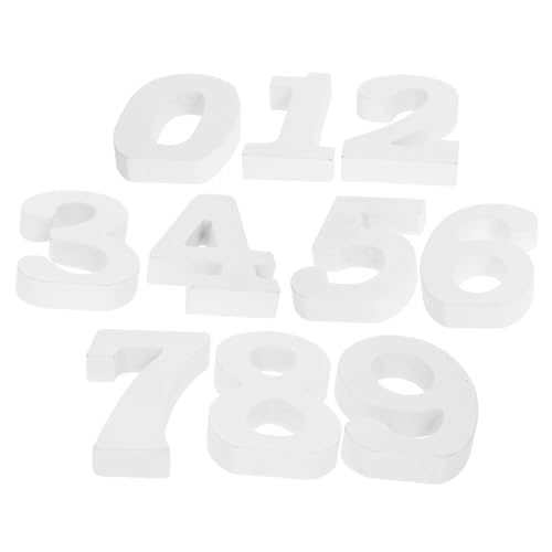 DIYEAH 10 Stück Digitale Dekorative Ornamente Nummernschild- Hochzeit Willkommenszeichen Dekoration Handwerk Für Unvollendete Leere Nummer Zahlen Hausnummer Hochzeitstischnummer Holz von DIYEAH