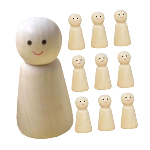 DIYEAH 10 Stück Diy Holzfiguren zum Bemalen Unbemalte Holzpuppen für Kreative Bastelprojekte Fördert Eltern Junge Mädchen Interaktion und Therapeutischen Spaß bei Veranstaltungen von DIYEAH