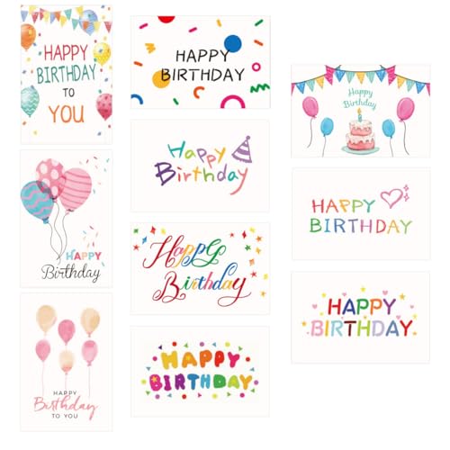 DIYEAH 10 Stück Geburtstagskarten Bunte Einfache Klappkarten für Herzliche für Geburtstag Dekorativ und Leicht Beschreibbar von DIYEAH