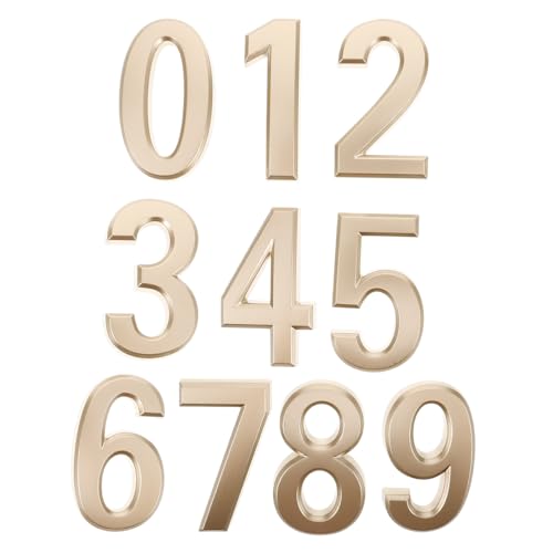 DIYEAH 10 Stück Hausnummer aus Metall große Adressnummern Zahlenaufkleber für Mailbox Gold Hausadressennummern für draußen Adressschild Preisschild mit Zahlen Abs Golden von DIYEAH