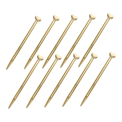 DIYEAH 10 Stück Herz Kugelschreiber Einziehbare Metallstifte mit Spitze für Hochzeiten Valentinstag und Bürobedarf Robuste und Elegante Schreibgeräte Gold von DIYEAH