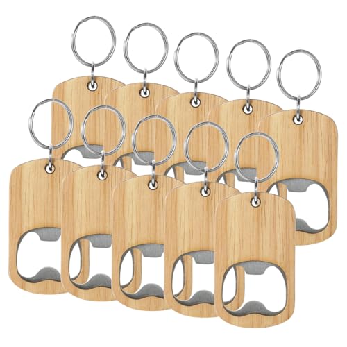 DIYEAH 10 Stück Holz Schlüsselanhänger Flaschenöffner Robuster und Tragbarer Bieröffner für Partys Hochzeiten und Täglichen Gebrauch als Diy von DIYEAH