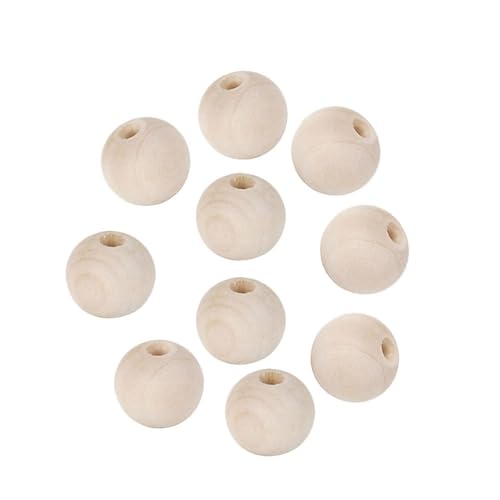 DIYEAH 10 Stück Kreative Holzperlen Runde Diy Bastelperlen für Schmuckherstellung Armband und Anhänger Zubehör Hellgelb für Kreative Bastelprojekte und Heimdekoration von DIYEAH