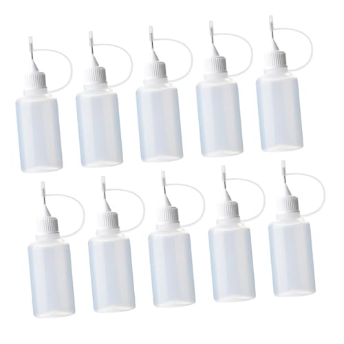 DIYEAH 10 Stück Nachfüllbare Nadelflaschen Kunststoff Kleber Flaschen mit Feiner Nadelspitze Transparent Squeeze Applikator Flasche für DIY Basteln und Flüssigkleber Dosierung von DIYEAH