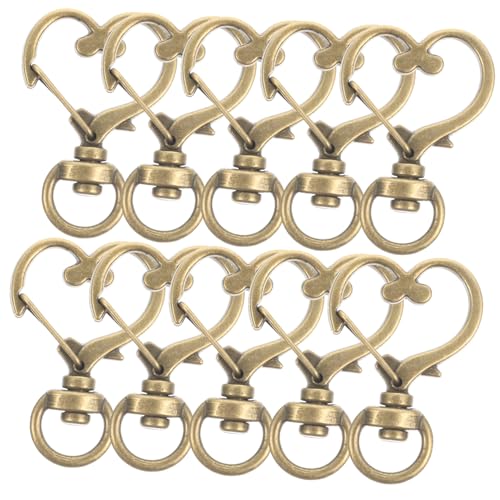 DIYEAH 10 Stück Teiliges Antike Herz Schlüsselanhänger mit Drehverschluss Stabile Schnapphaken für DIY Taschen Schlüsselbänder Anhänger Langlebige Metallkarabiner für Bastelbedarf von DIYEAH