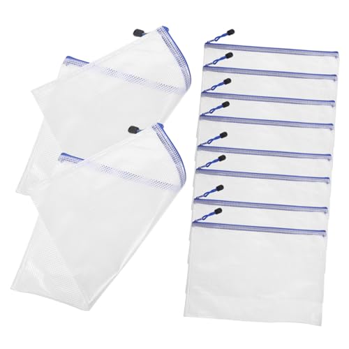 DIYEAH 10 Stück Teiliges Dokumententaschen mit Reißverschluss Transparente Schmutz Verschleißfeste Mesh aufbewahrungsbeutel für Büro Schule Konferenz Praktische Flache Zip mappen zur von DIYEAH