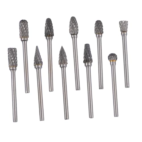 DIYEAH 10 Stück Teiliges Hartmetall Rotationsfeilen Set Doppelschnitt Wolframkarbid Bits für Holz und Metallbearbeitung zum Entgraten und Gravieren Präzise und Langlebig von DIYEAH