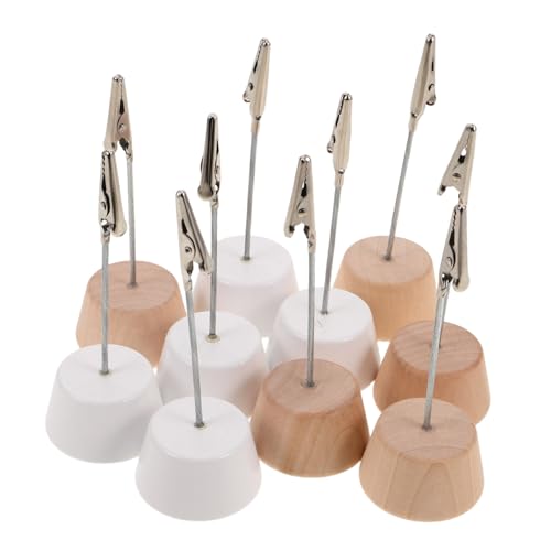 DIYEAH 10 Stück Teiliges Holzkarte Halter mit Clip Runder Holzsockel Platzkartenhalter für Fotos Memo Organizer für Hochzeiten Geburtstagsfeiern und von DIYEAH