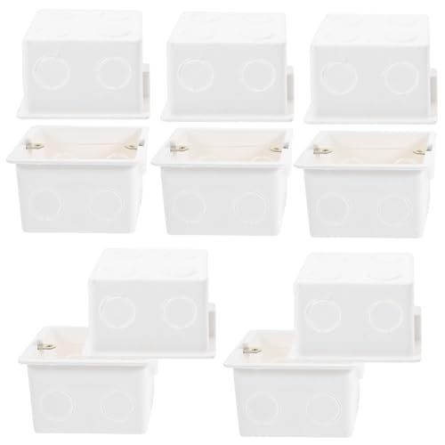 DIYEAH 10 Stück Teiliges Unterputz Verteilerdosen aus Robustem PVC Stabile Befestigung mit Klemm Schrauben Weiße Einbau Dose für Kabelinstallation und Wandmontage Zufällige Farbe von DIYEAH