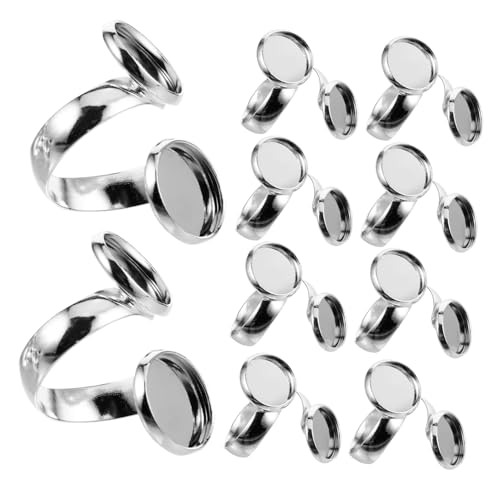 DIYEAH 10 Stück Teiliges Verstellbares Ringrohling Doppel Bezel Trays für DIY Schmuckherstellung Glatte Oberfläche Leicht und Kompakt für Personalisierte Ringe bei Hochzeiten und Feiern DIYEAH 10 Stück Teiliges Verstellbares Ringrohling Doppel Bezel Trays für DIY Schmuckherstellung Glatte Oberfläche Leicht und Kompakt für Personalisierte Ringe bei Hochzeiten und Feiern von DIYEAH