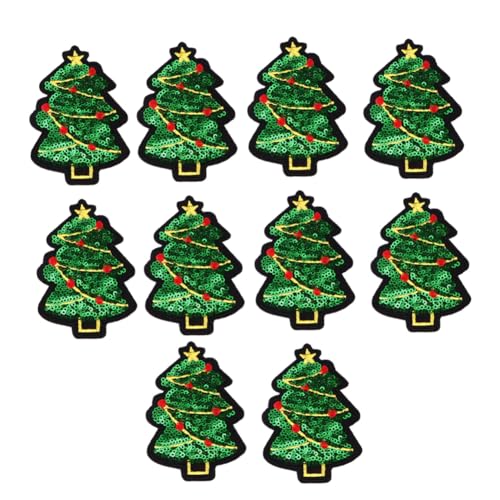 DIYEAH 10 Stück Teiliges Weihnachts Pailletten Aufbügelbare Bestickte Applikationen Kleine DIY Stoffflicken für Kleidung Reparatur Dekoration von DIYEAH