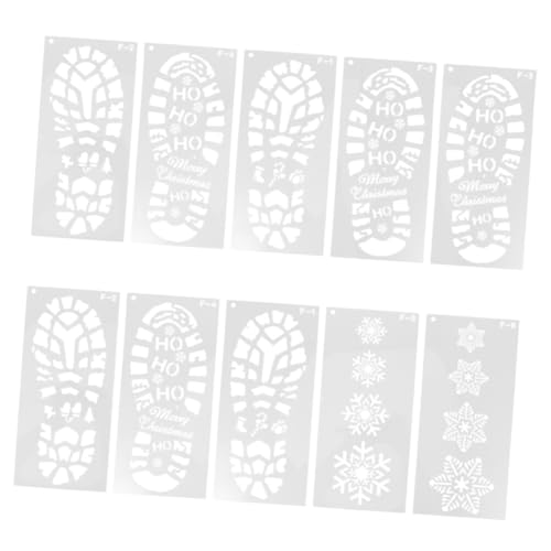 DIYEAH 10 Stück Teiliges Weihnachts-diy-schablonen Weißem Langlebigem Material mit Filigranen Hohlraum-designs für Fußabdrücke und Schneeflocken Wiederverwendbar Präzise Geschnitten für von DIYEAH
