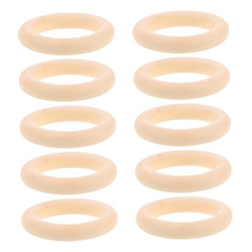DIYEAH 10 Stück Unbehandelte Holzringe für Bastelprojekte Naturholzringe für Diy Glatte Ringe und Anhängerverbinder für Schmuckherstellung von DIYEAH