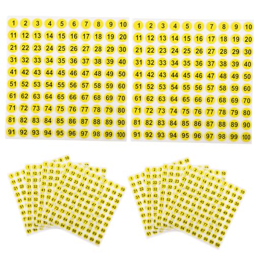 DIYEAH 100 Blatt Runde Wasserdichte Digitale Nummernaufkleber Selbstklebende für Klassenzimmer Organisation und Beschriftung von Haushaltsgegenständen von DIYEAH