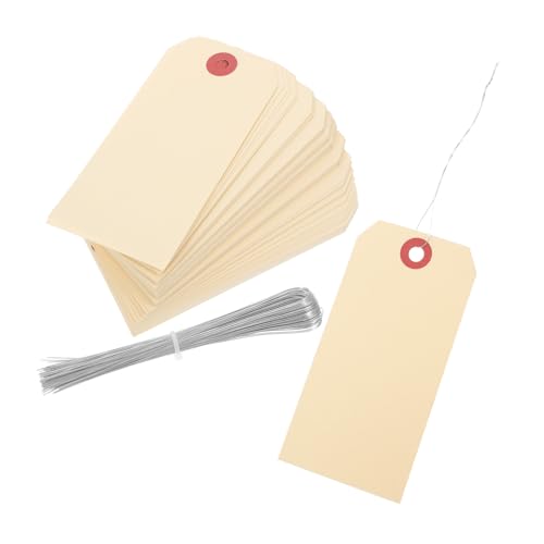 DIYEAH 100 Stck. Manilla Preisetiketten mit Drähten Leere Verpackungs Tags für Versand und Lagerung für Verschiedene Anwendungen von DIYEAH