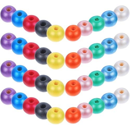 DIYEAH 100 Stück Bunte Holzperlen für Diy Schmuck Runde Spacer Beads für Girlanden und Bastelprojekte für Armbänder und Anhänger Pack von DIYEAH