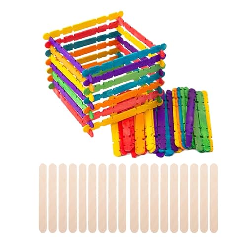 DIYEAH 100 Stück Eisstäbchen Aus Holz Zum Selbermachen Von Eis Am Stiel Bastelstäbchen Blanko Und Bunte Optionen Zum Backen Von Dekorationen von DIYEAH
