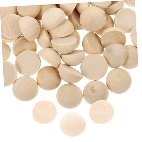 DIYEAH 100 Stück Halbrunde Holzperlen Naturbelassen Unvollendete Holzkugeln für DIY Schmuck Basteln Armbänder Dekoration Hauszubehör von DIYEAH