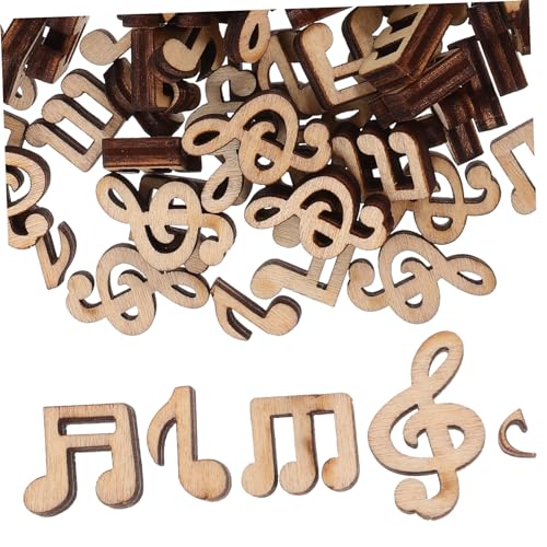 DIYEAH 100 Stück Hölzerne Musiknoten Holz-DIY-Ornamente Holzausschnitte zum Basteln handwerkliche Verzierungen Basteln mit Musiknoten Holzornamente zum Malerei musiknoten von DIYEAH