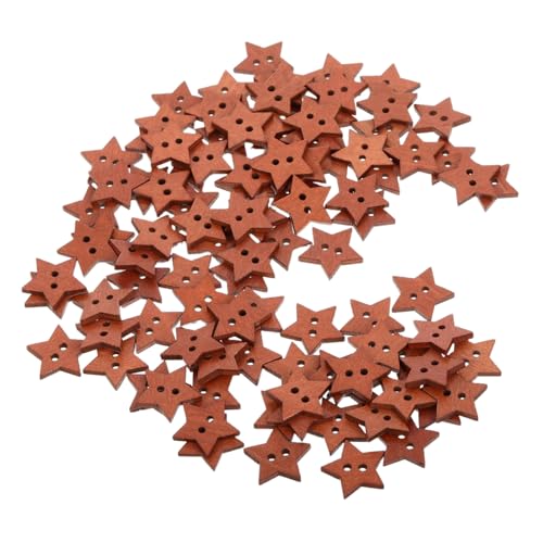 DIYEAH 100 Stück Holzknöpfe Fünfzackige Sterne Retro Vintage Design Robuste Knöpfe für Basteln Scrapbooking Nähen Vielseitige Dekoration für Diy Projekte von DIYEAH