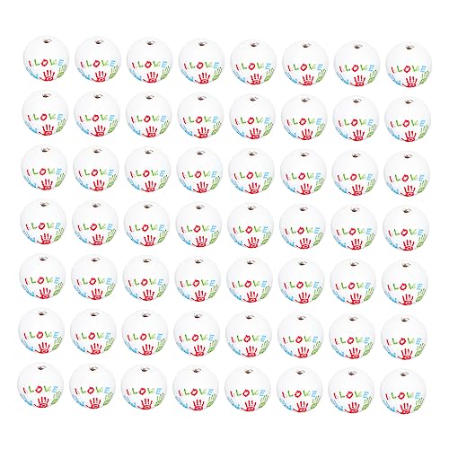 DIYEAH 100 Stück Holzperlenschnur DIY Zubehör Schmuck Dekorative Perlen Rund Große Lochperlen Muttertags Loseperlen DIY Holzperlen Abstandsperlen Muttertags Loseperlen Charms von DIYEAH