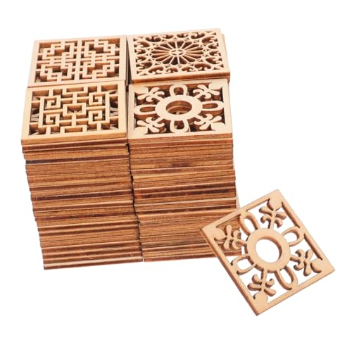 DIYEAH 100 Stück Holzspan Dekoration Holzkreise Zum Basteln Applikationen Für Möbel Holz Onlays Möbel Applikationen Und Onlays Geschnitzte Applikationsaufkleber Unvollendete von DIYEAH